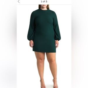 Eliza j mock neck balloon sleeve crepe shift dress NWT